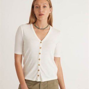 Lexi Rib Button Top in Antique White